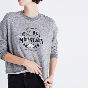 Madewell Big Sky Mountain Montana gray cropped sweatshirt S